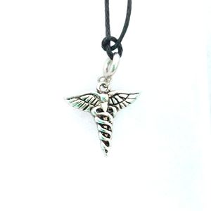 Nurse/RN/MD/Doctor Caduceus Symbol Pendant on Coated Rope Necklace